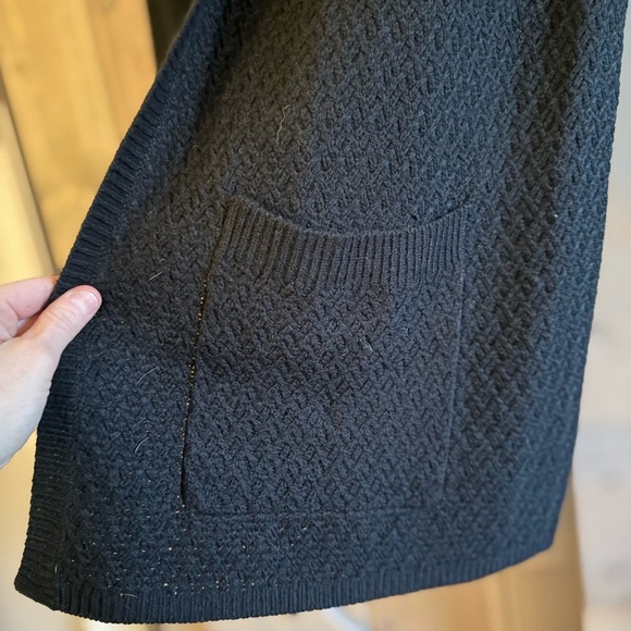 NWOT Lovestitch Black Faux Fur Trim Coatigan - Picture 7 of 14